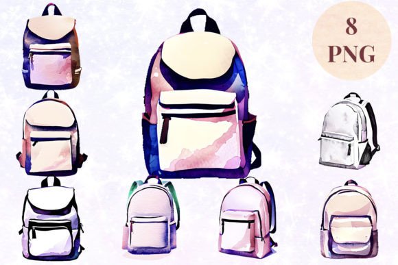 Backpack Watercolor 14 Clipart PNG for Creative Projects