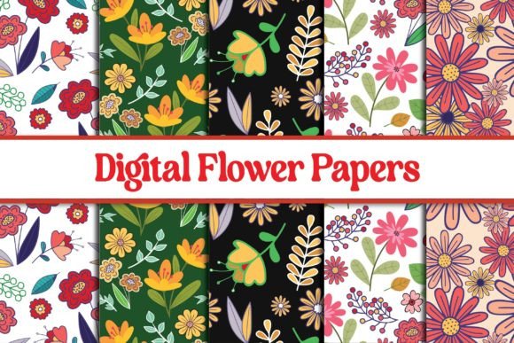 Digital Flower Background Pattern Bundle