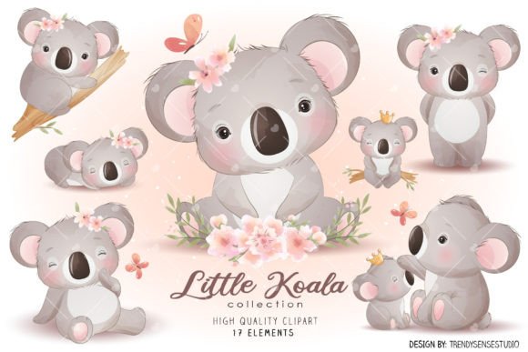 Little Koala Collection Clipart for Modern Branding