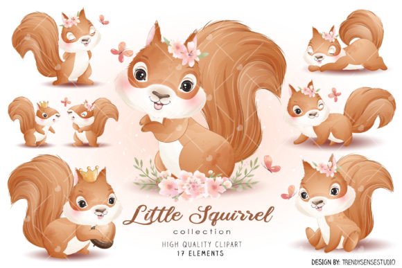 Little Squirrel Collection Clipart for Creative Projects