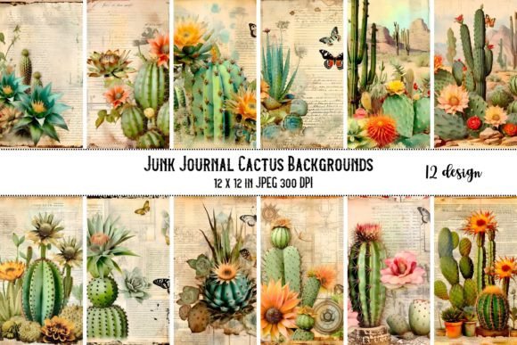 Vintage Cactus Scrapbook Papers: A Digital Toolkit for Creative Projects